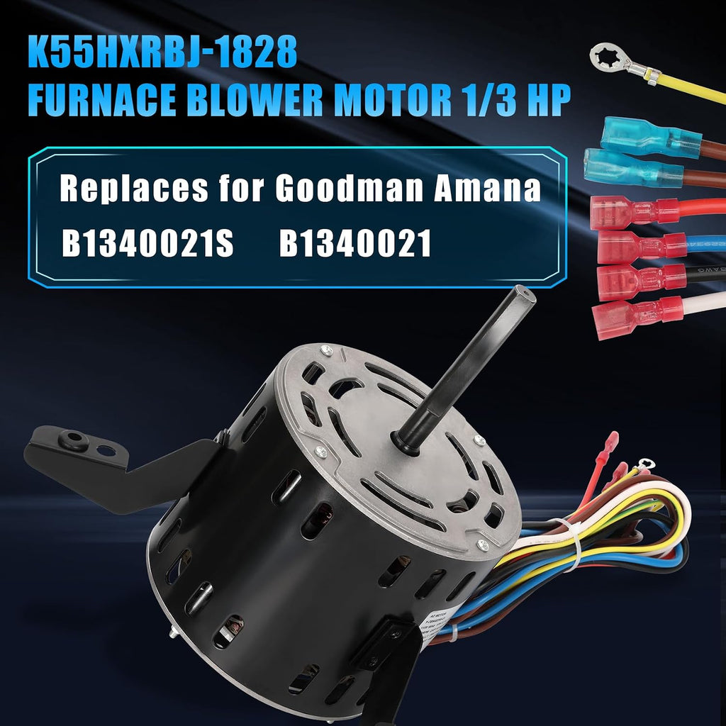 B1340021S Furnace Blower Motor for Goodman, 1/3 HP 115V 1050 RPM, Capacitor