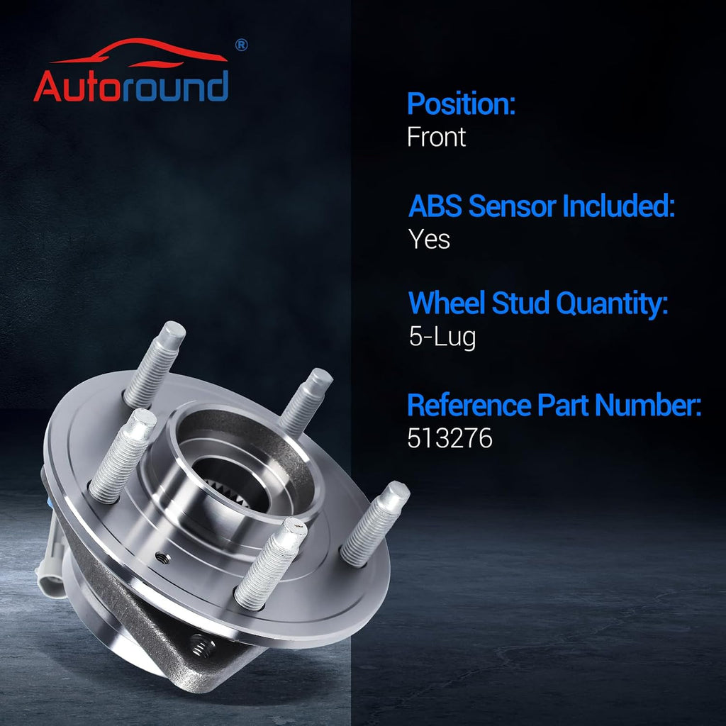 Autoround 513276 Front Wheel Bearing and Hub Assembly Fit for Chevy Equinox 07-09/ Captiva Sport 12-15, Saturn Vue 08-10, 07-09 Pontiac Torrent/Suzuki XL-7, 5 Lug w/ABS