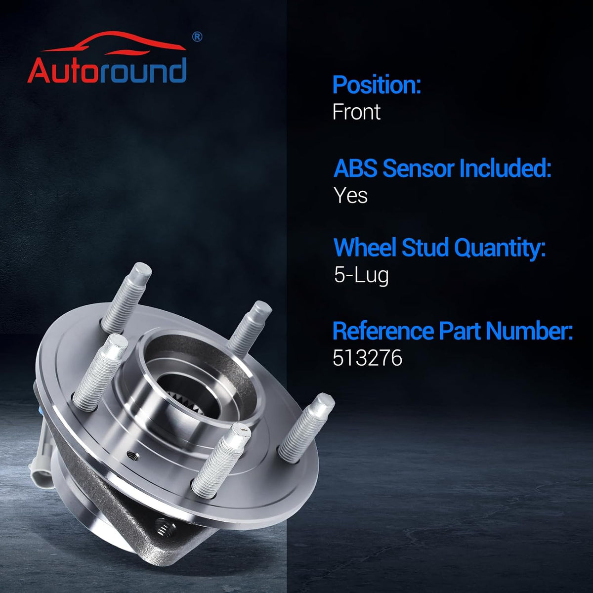 Autoround 513276 Front Wheel Bearing and Hub Assembly Fit for Chevy Equinox 07-09/ Captiva Sport 12-15, Saturn Vue 08-10, 07-09 Pontiac Torrent/Suzuki XL-7, 5 Lug w/ABS