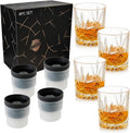 OLD BARREL Whiskey Glasses Set 4 Glasses 4 Molds 10oz Old Fashioned Gift