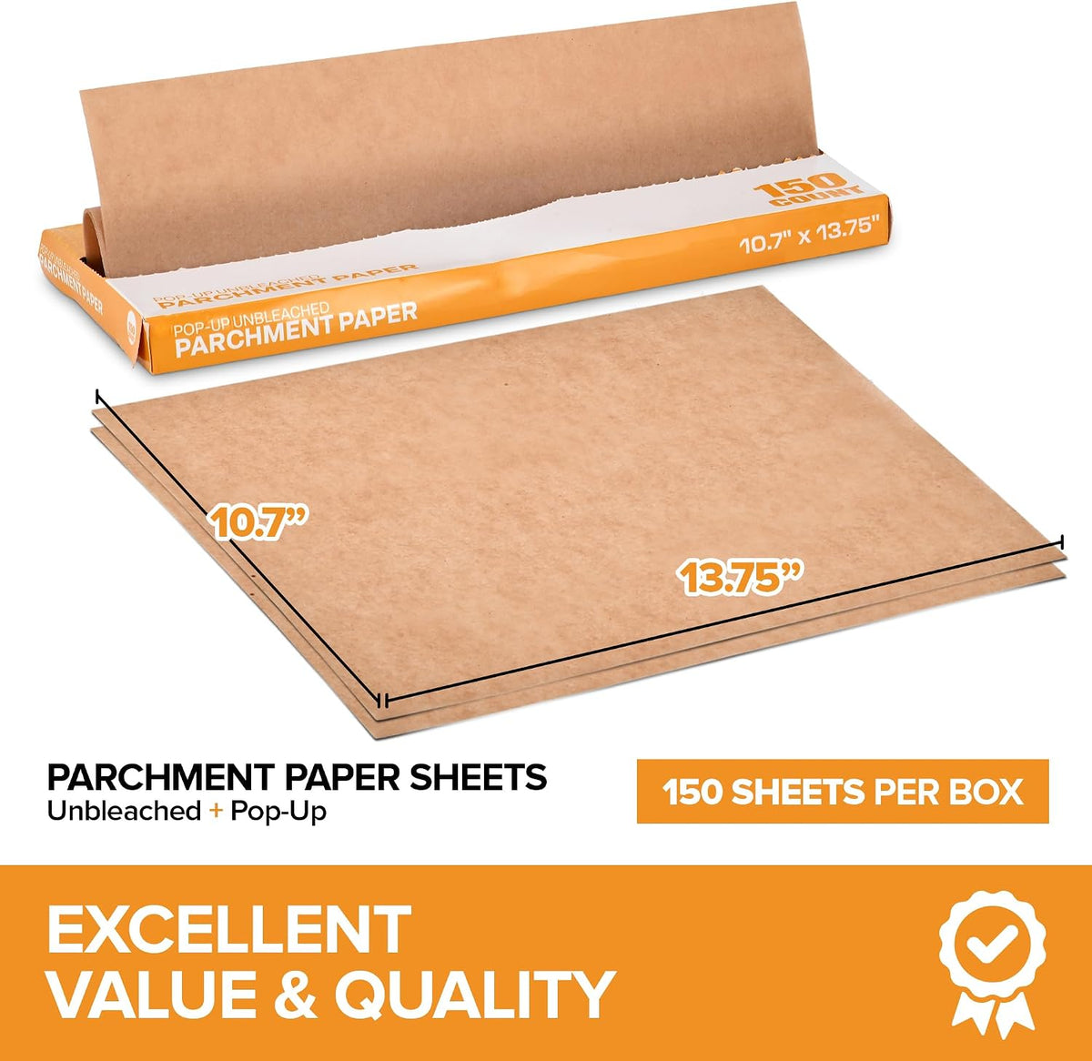150 Ct Unbleached Parchment Paper Sheets, Pop Up Parchment Paper Sheets for Baking, Air fryer Sheets & Oven Liners
