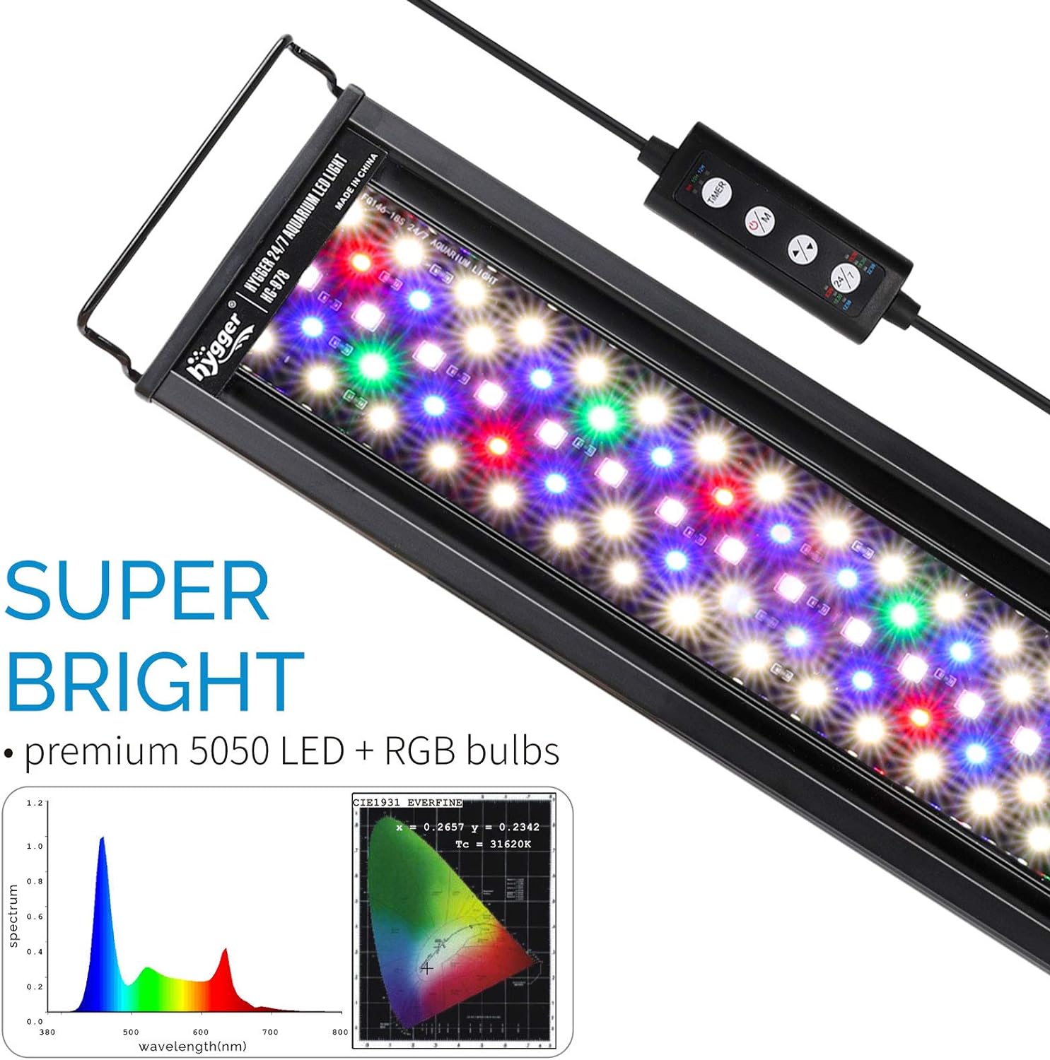 Advanced LED Aquarium Light with Timer, 24/7 Lighting Cycle & DIY Mode, Full Spectrum Fish Tank Light for 30-36 in