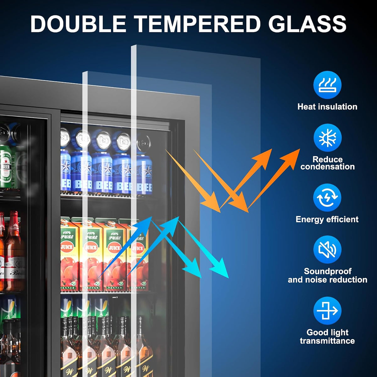 Back Bar Cooler with Sliding Doors, Counter Height Beverage Cooler