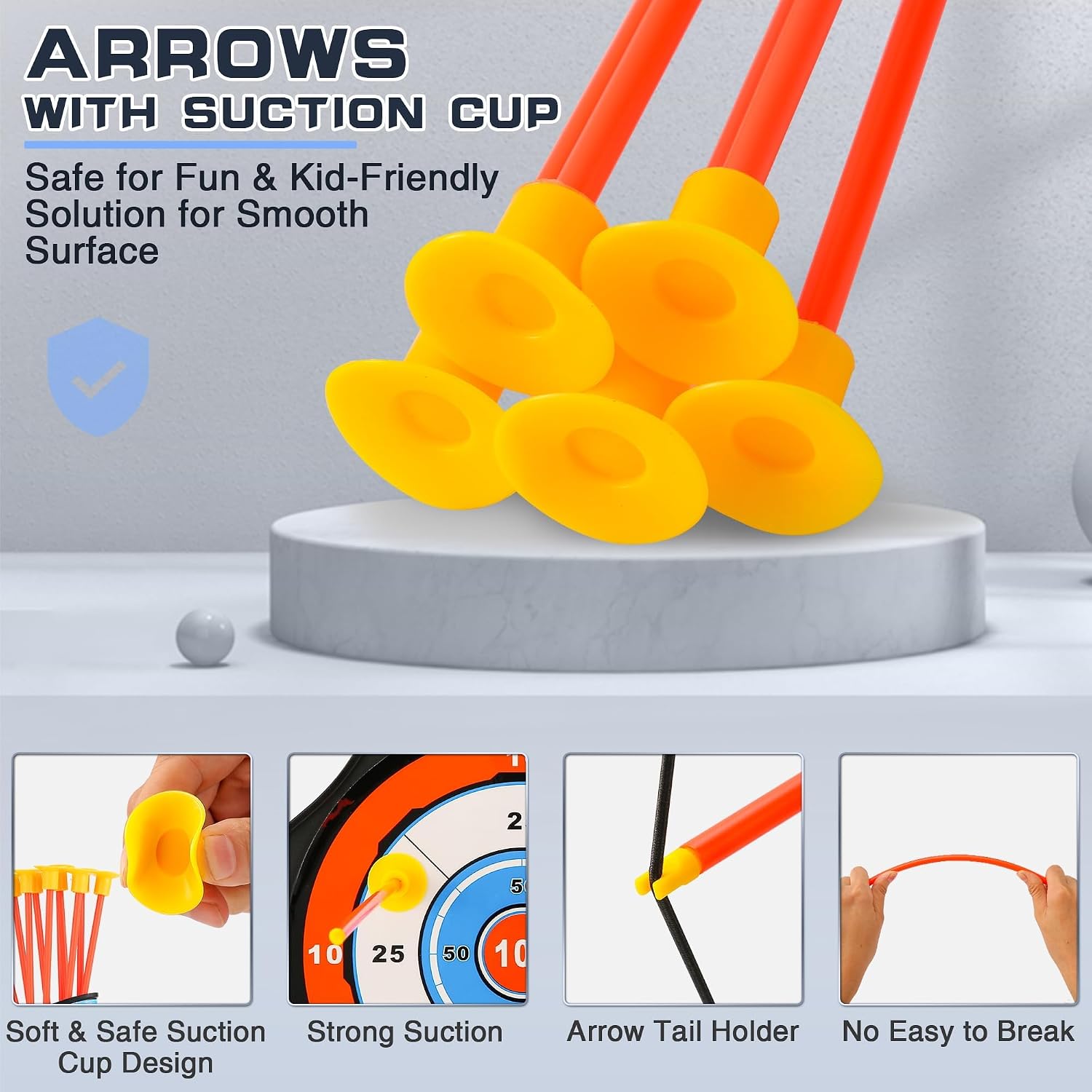 Archery Toy Set for Kids, LED Light Up Bow and Arrow Set with 10 Suction Cup Arrows, Standing Target & Quiver, Indoor