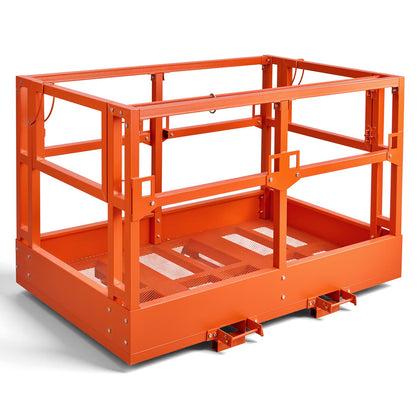 Mesh Telehandler Work Platform, 48 x 71.5 Inch Man Safety Basket, 2000 lbs Capacity Forklift Telehandler Attachment