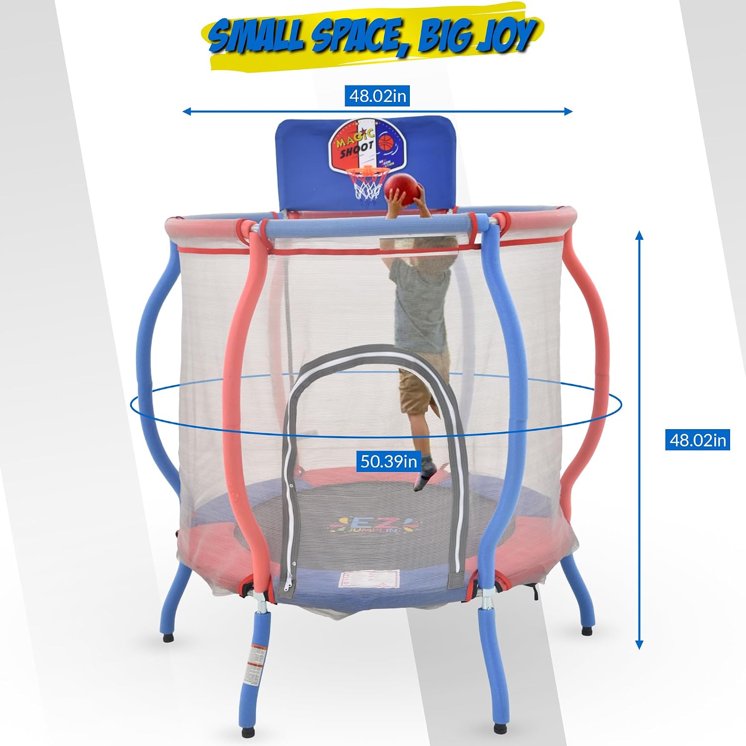 48'' Mini Trampoline with Net - ASTM Approved, 40'' Trampoline for Kids 3-6 Age - Durable 3ft/4ft Trampoline Toddler