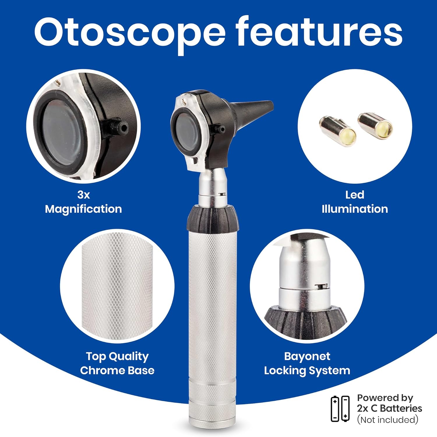 2 in 1 Otoscope Oph Set - Perfect for Nursing & Medical Students with Carry Case, Sight Chart & Replacement Ear