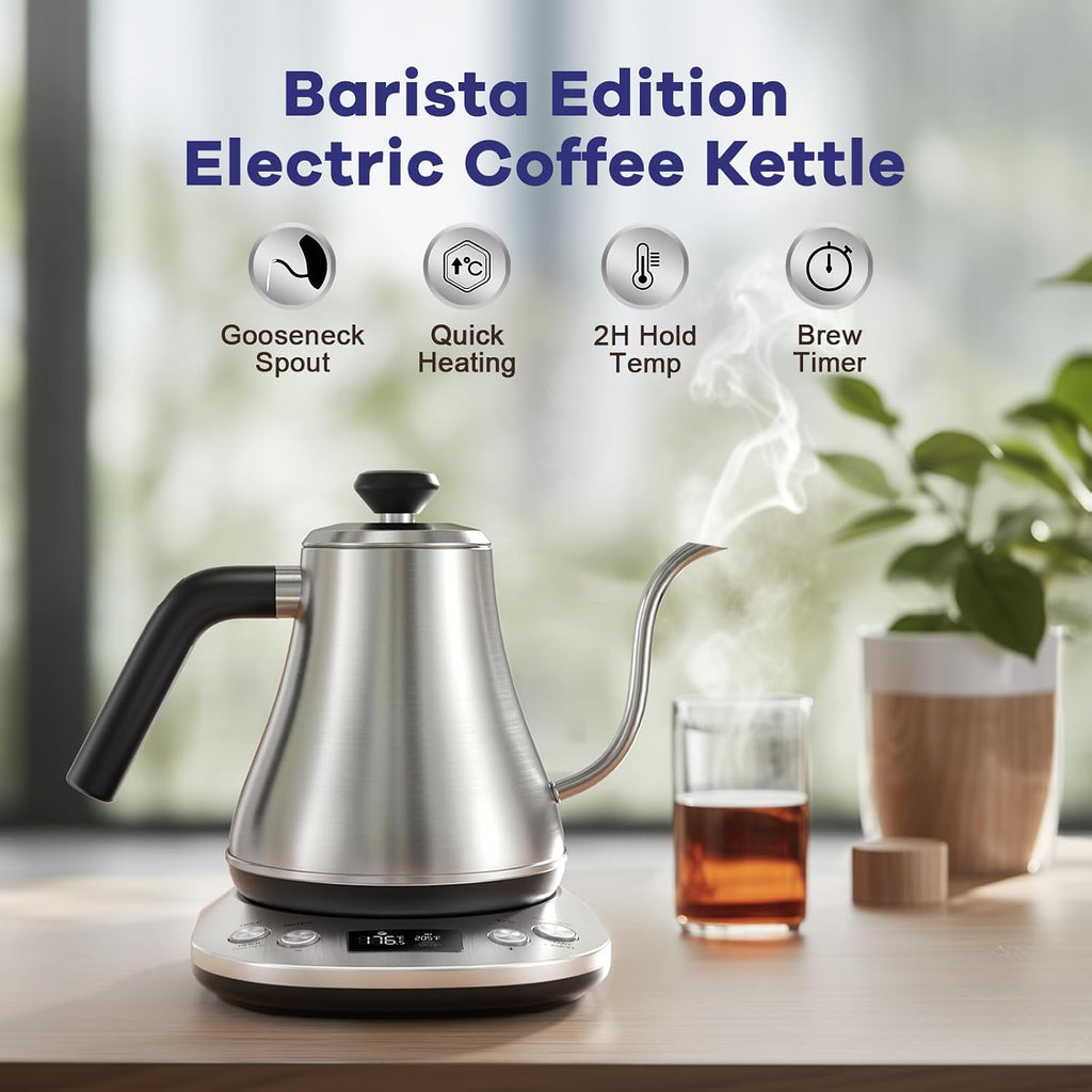 Electric Gooseneck Kettle With LCD Display Automatic Shut Off Retro Coffee Kettle Temperature Control Hot Water