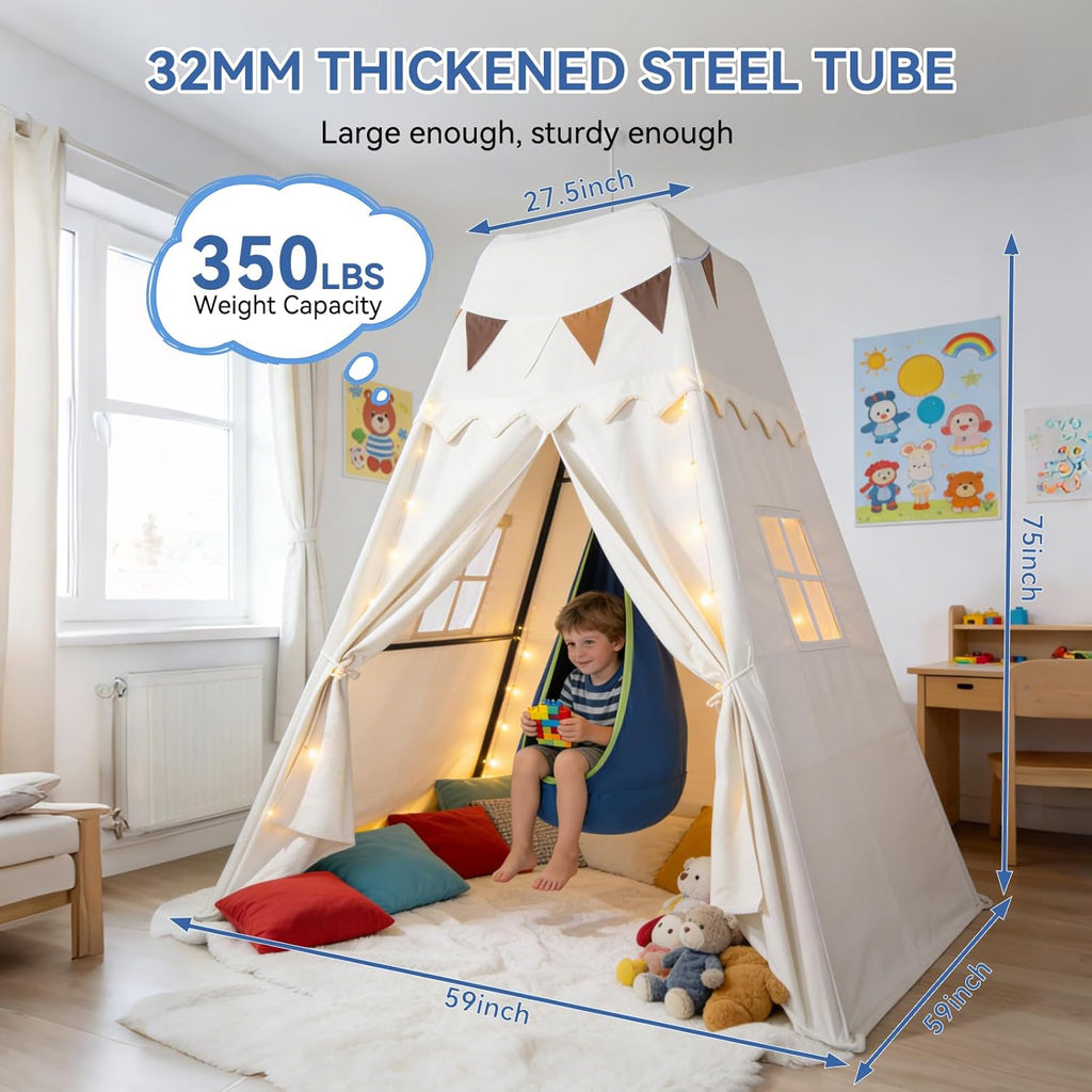 Swing Stand Frame with Sensory Pod Swings and Kids Tent,Play Tent,Heavy Duty Metal Swings Frame,Cotton Sensory Pod