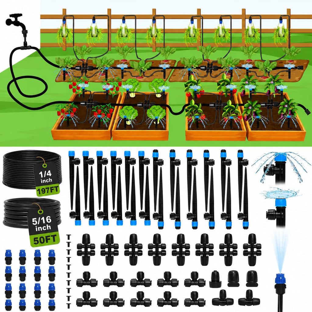 Drip Irrigation System Kit for Garden Watering, 247FT Quick Connect