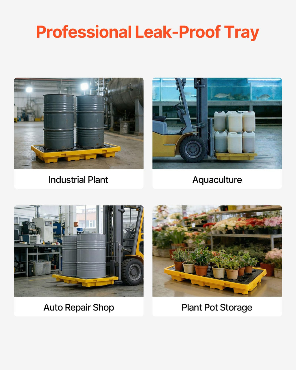 Spill Containment Pallet, 2 Drum Low Profile Spill Containment Modular Platform, 21 Gallon Sump, 4409 lbs Load