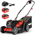 40V Electric Lawn Mower Cordless, 14" Electric Push Mower with Grass Catchers, 2 x 4.0 Ah Batteries & Charger