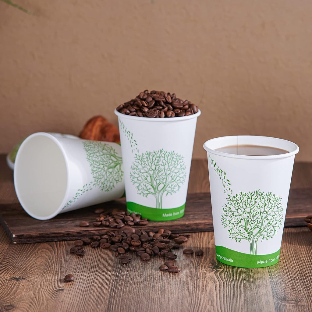 240 Count 12 oz Compostable Paper Cup, Disposable Paper Coffee Cup