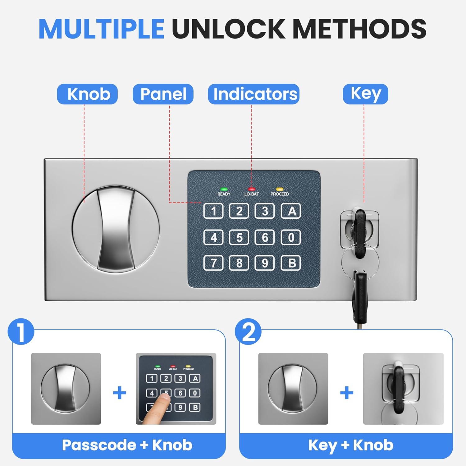 1 Cubic Feet Safe Box, Digital Security Lock Box with Shelf & Keypad & Combination, Alloy Steel Digital Home Safe for