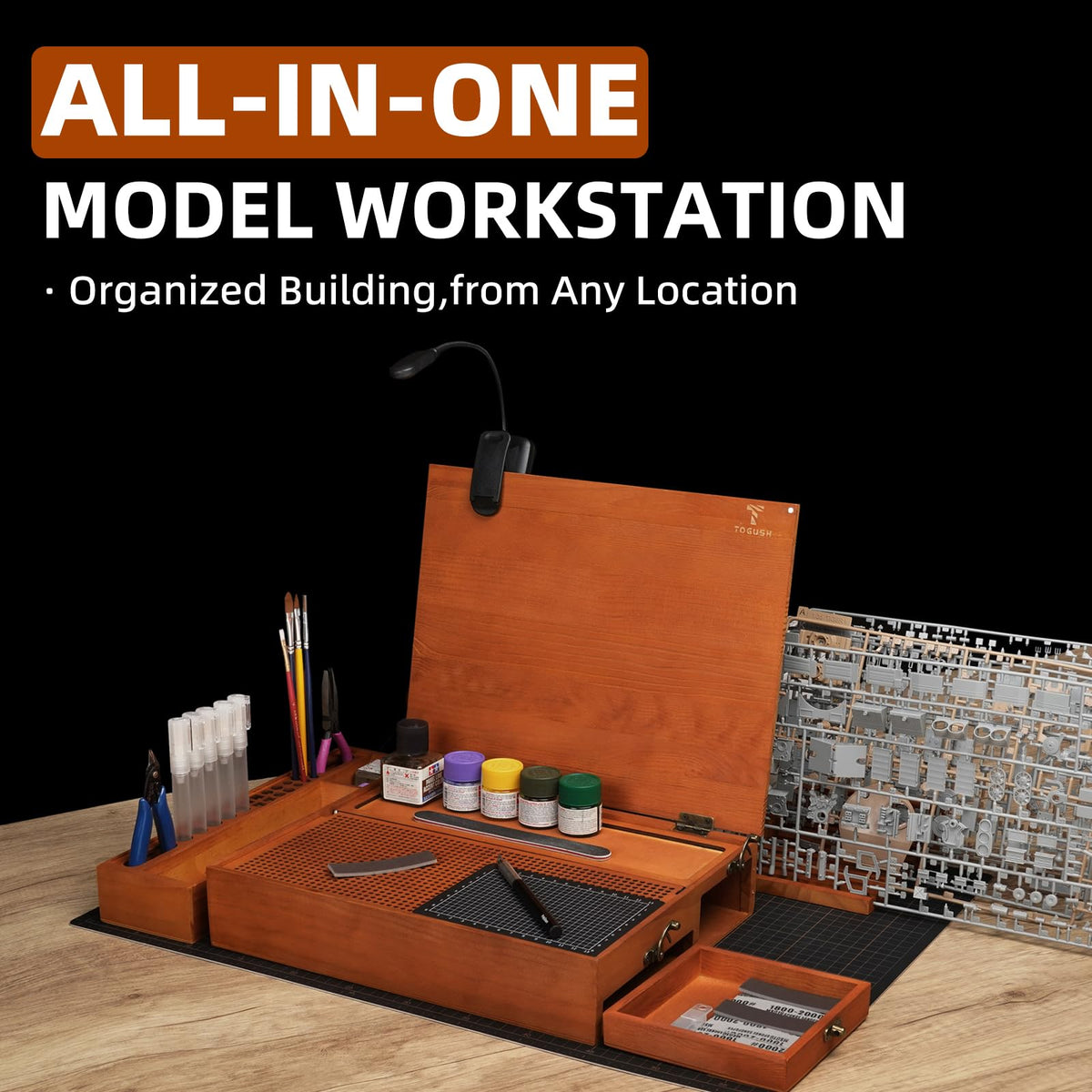 Model Building Station, Portable Hobby Workbench with Tool Storage