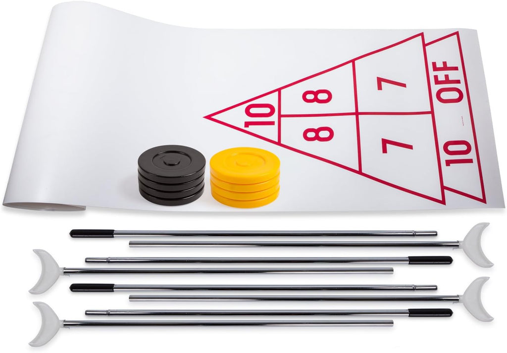 Shuffleboard Set (Cues & Pucks Included) - Easy Setup Indoor/Outdoor Group Game up to 4 Players – Multiple Styles