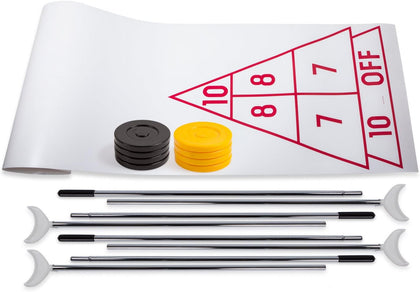 Shuffleboard Set (Cues & Pucks Included) - Easy Setup Indoor/Outdoor Group Game up to 4 Players – Multiple Styles