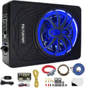 1200W 10" Slim Under Seat Powered Car Subwoofer, High/Low Level Input, Car/Truck Audio Sub Built-in Amplifier amp