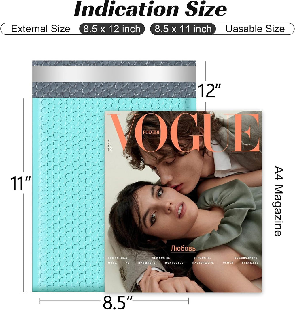 Bubble Mailers 8.5x12 Inch 25pc Teal Shipping Bags, Chic Packaging Bags For Small Business, Colored Padded Mailing