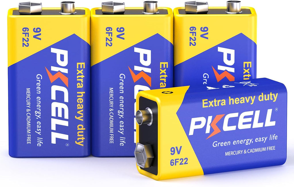 9V Batteries 4 Pack 9 Volt Battery for Smoke Alarms | Carbon Zinc Fire Alarms Smoke Detector Battery