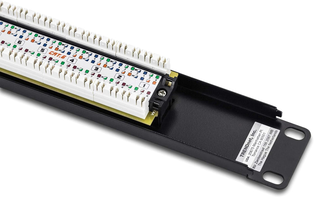 16-Port Cat6 Unshielded Patch Panel, TC-P16C6 | Rackmount, 1U 19", Cat3,Cat4,Cat5,Cat5e,Cat6 Compatible, 250Mhz