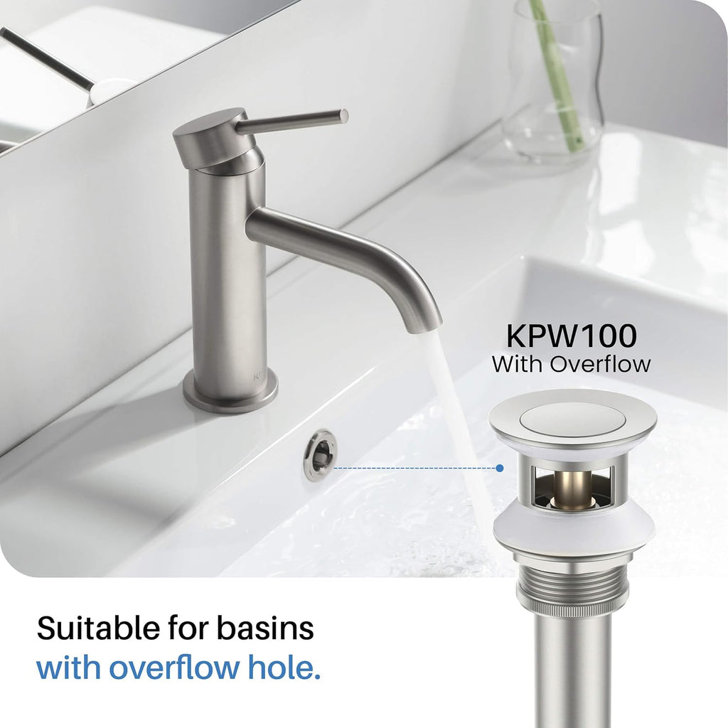 Circular Single Handle Bathroom Vanity Sink Faucet with Pop Up Drain | Solid Brass Lavatory Faucet with Water Supply