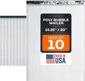 Poly Bubble Mailers 14.25" x 20", Pack of 10 USA-Made Padded Envelopes