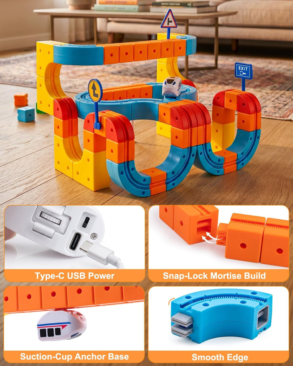 Electric Train Set for Kids, 3D Cube Track with Gravity-Defying Loop | 147pcs Track Building Cube Set with 2 Electric