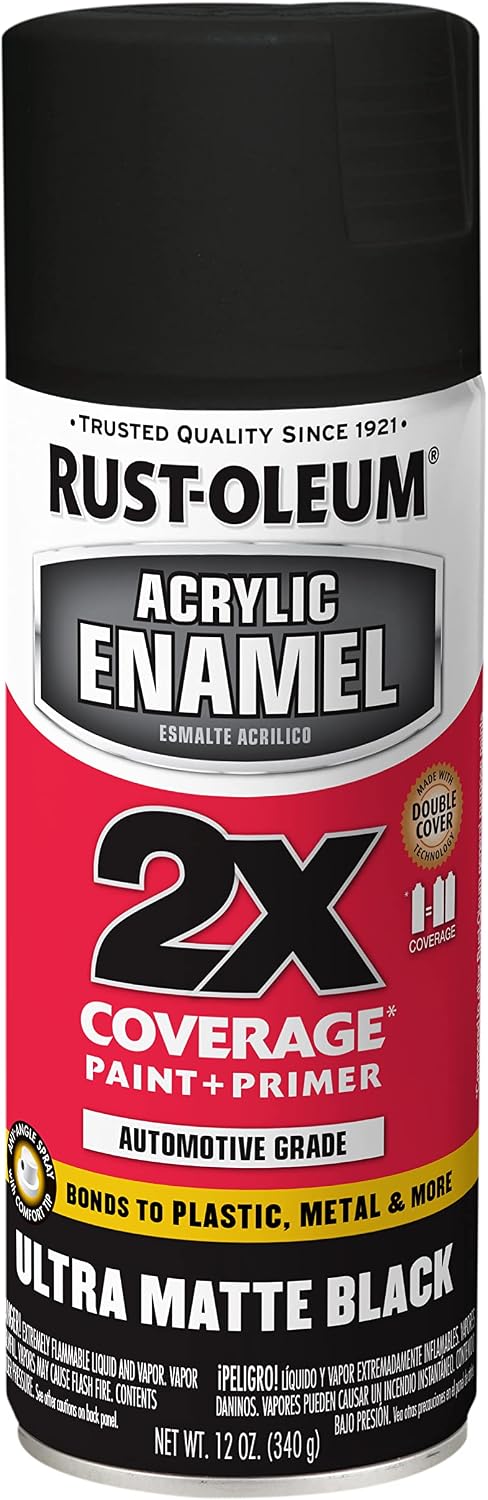 Acrylic Enamel 2X Spray Paint, Ultra Matte Black