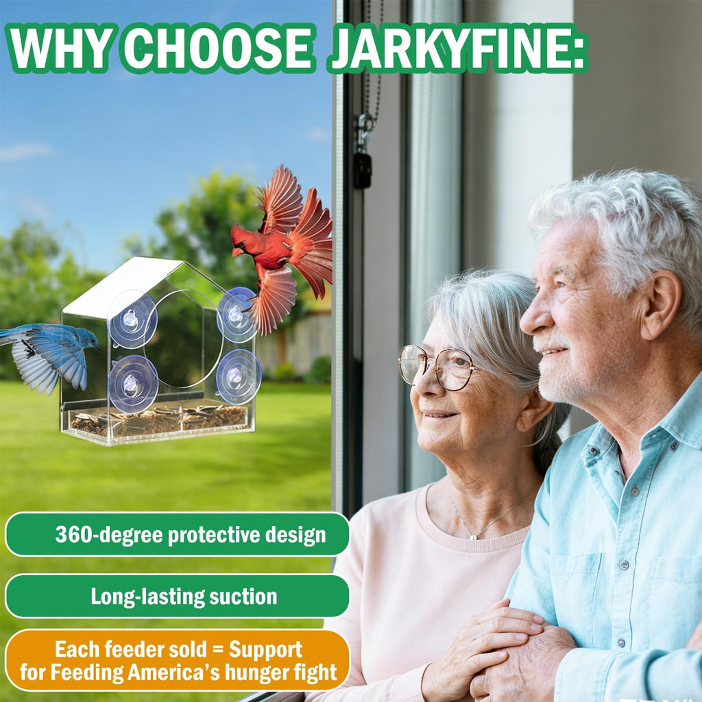 Clear Window Bird Feeder with Strong Suction Cups, Removable Tray