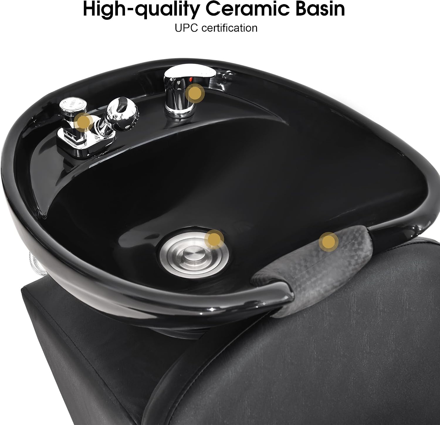 Ceramic Bowl Shampoo Chair for Salon Beauty Spa Unit Station 9051 | Adjustable Backwash Sink, Hair Stylist Barber