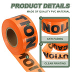 1000ft x 3" Warning Tape, 6 Pcs High-Visibility PE Floor Marking Roll Caution Tape for Flagging Construction Outdoor