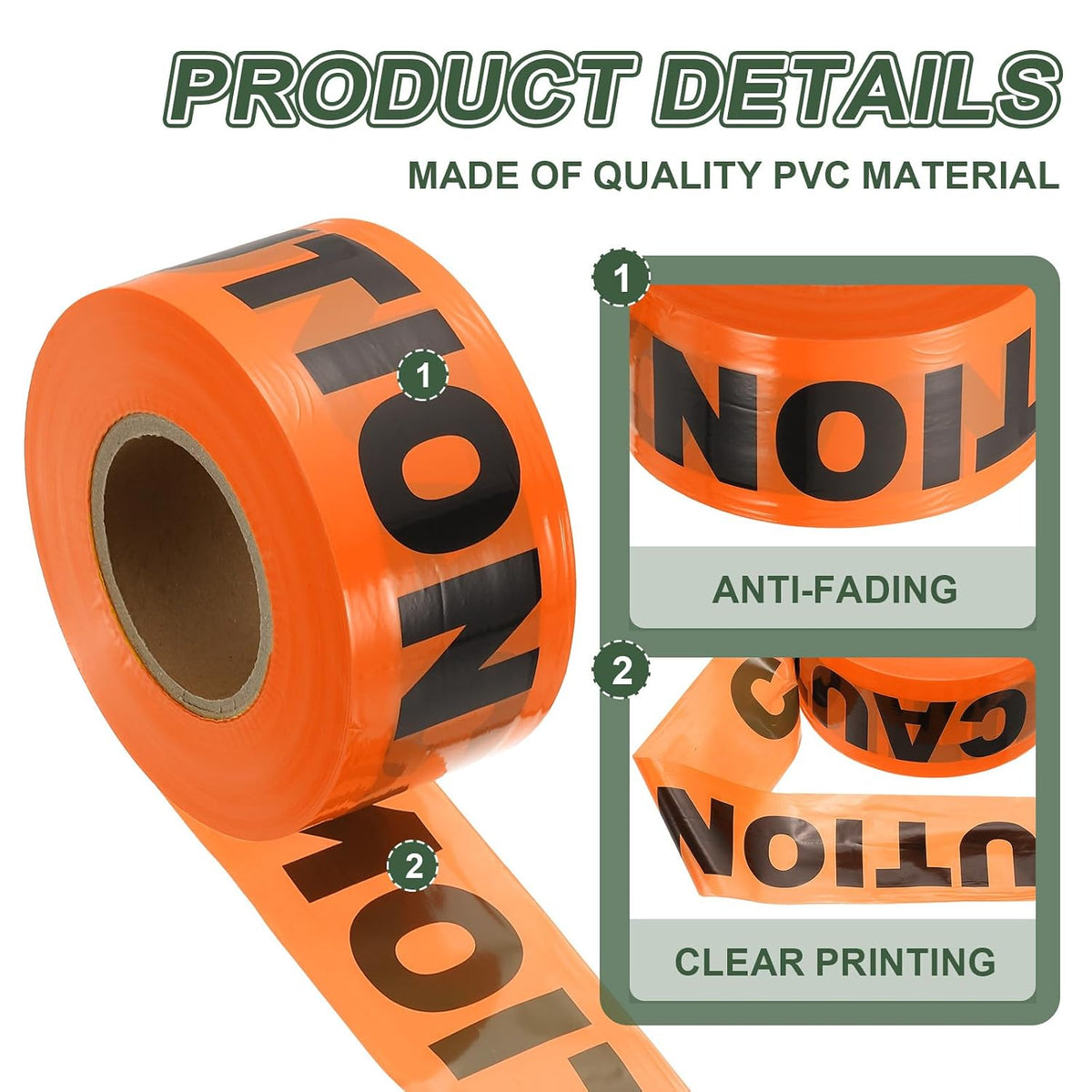 1000ft x 3" Warning Tape, 6 Pcs High-Visibility PE Floor Marking Roll Caution Tape for Flagging Construction Outdoor