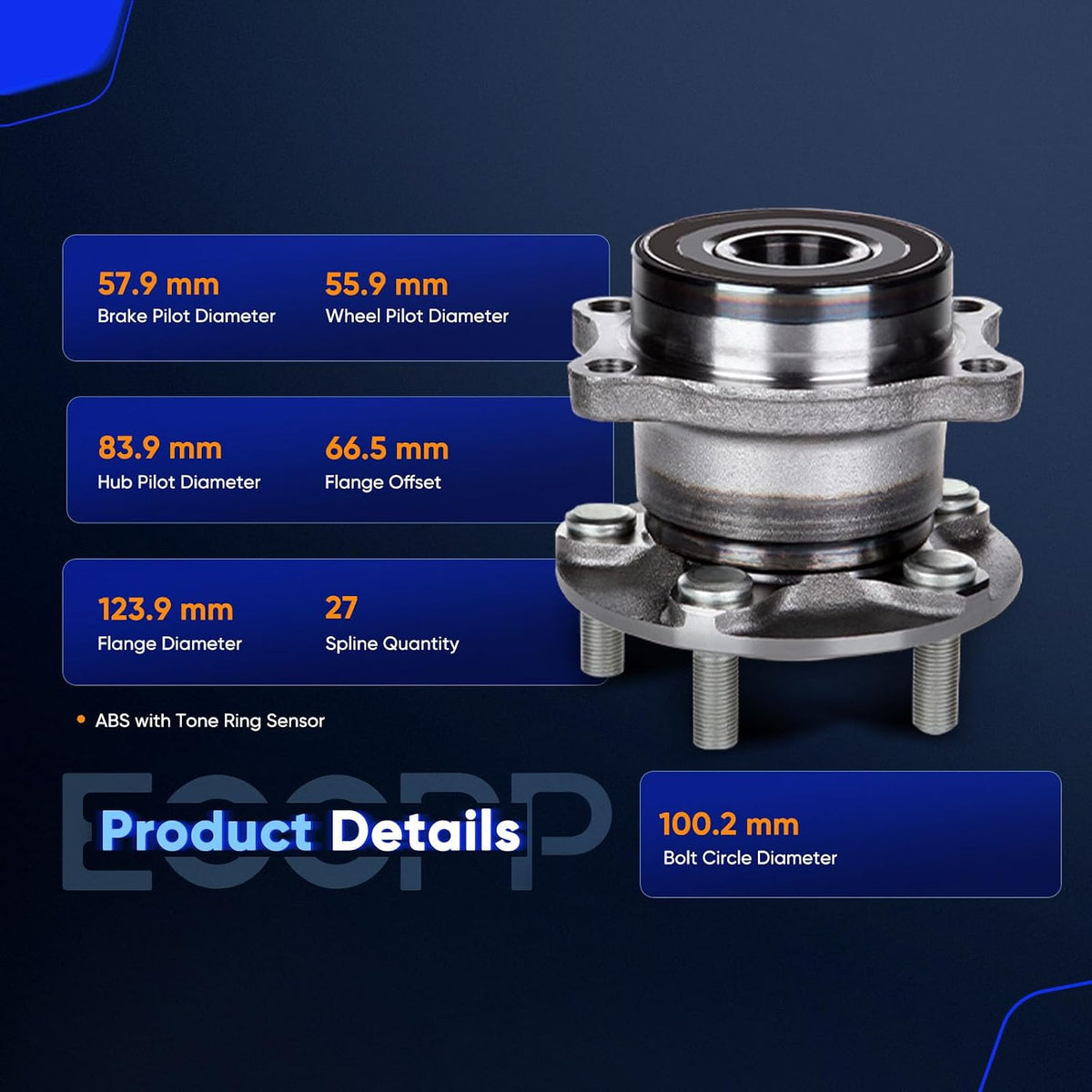 ECCPP 2pcs Rear Wheel Hub Bearing Assembly for Subaru BRZ Forester Impreza