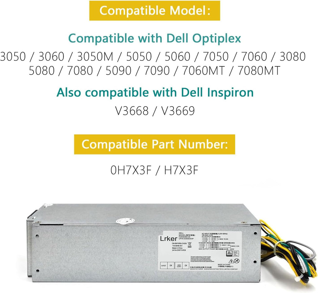 260W Power Supply H260EBM-00 Compatible with Dell Optiplex 3050 3060 5050