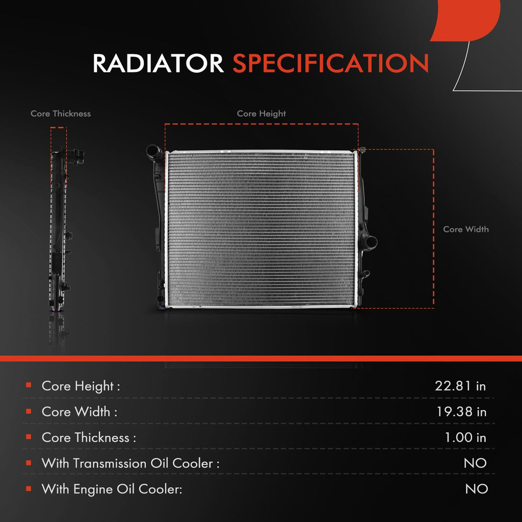 A-Premium Engine Coolant Radiator Assembly Compatible with BMW Model