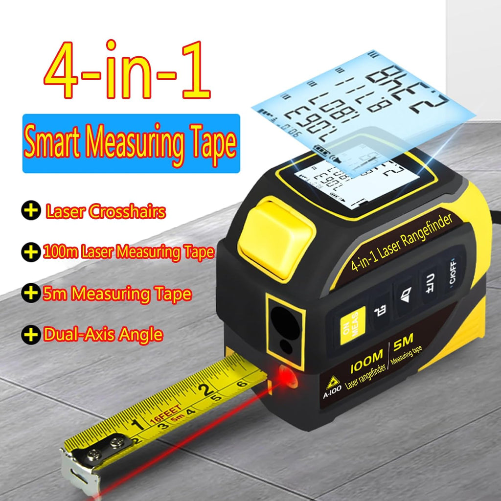 tape measure 4-in-1 laser Digital Measuring Tape & 60m/197ft Laser Distance Meter & with 16ft/5m & Crosshair markings