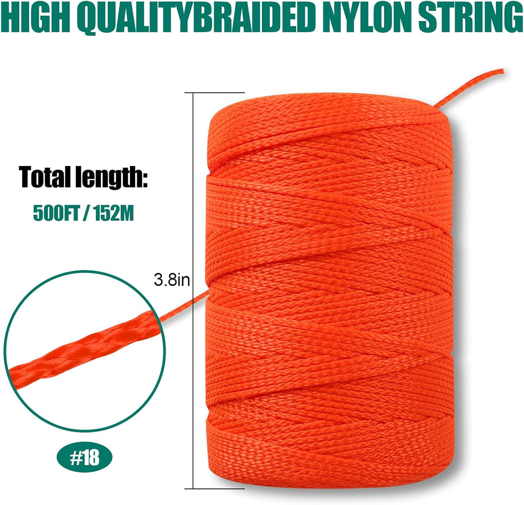 Mason Line #18, 500 Ft Orange String, Construction Twine for Gardening & Masonry