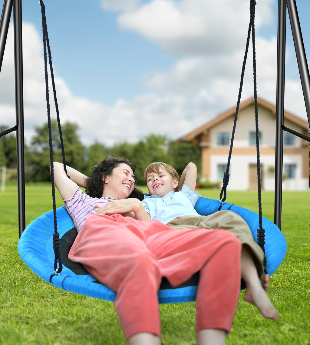 Saucer Swing with Frame for Kids Outdoor, 440lbs Swing Set with Heavy Duty Metal Stand for Backyard, Outdoor Kids