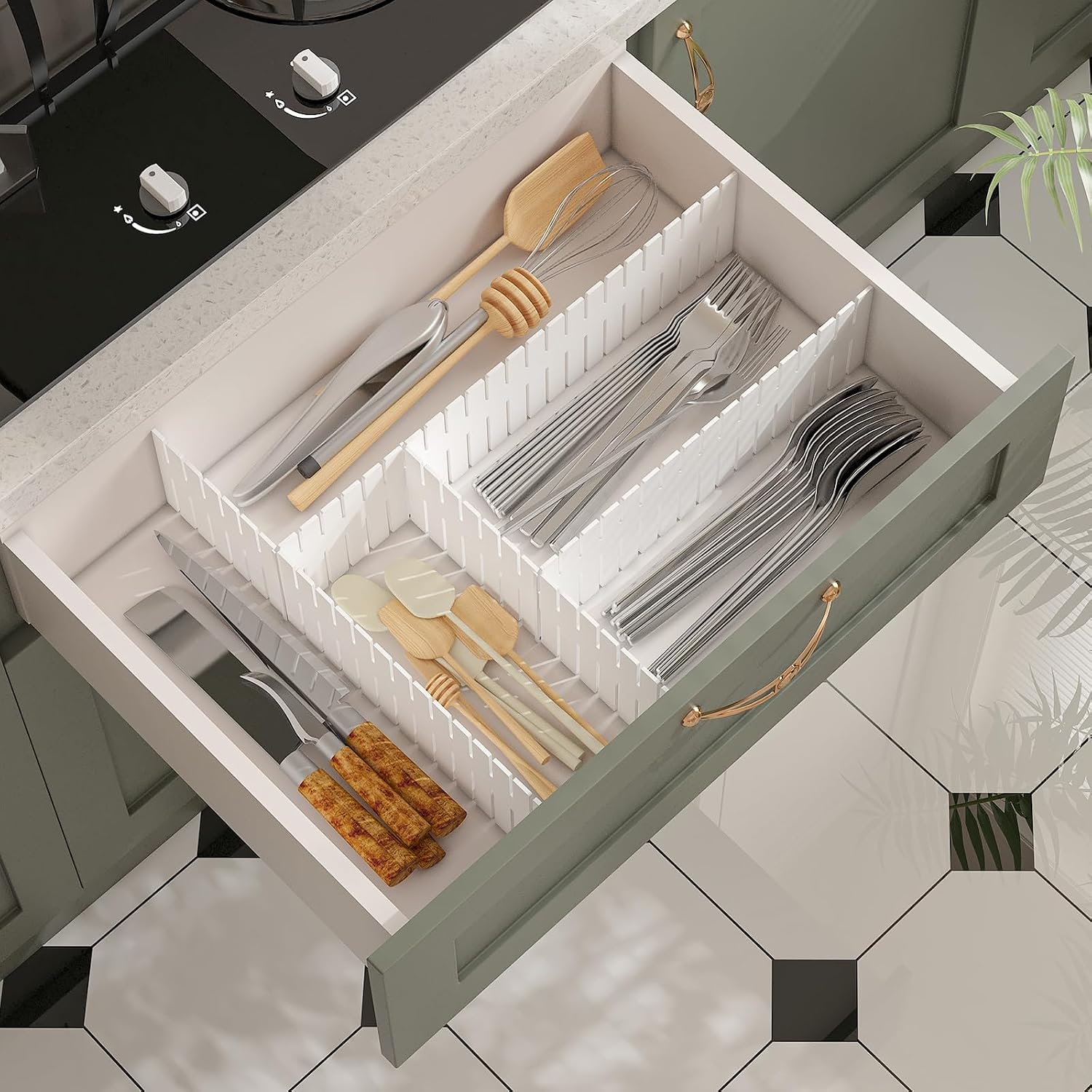 Plastic Drawer Dividers Adjustable Drawer Organizer Dividers Separator for Tidying