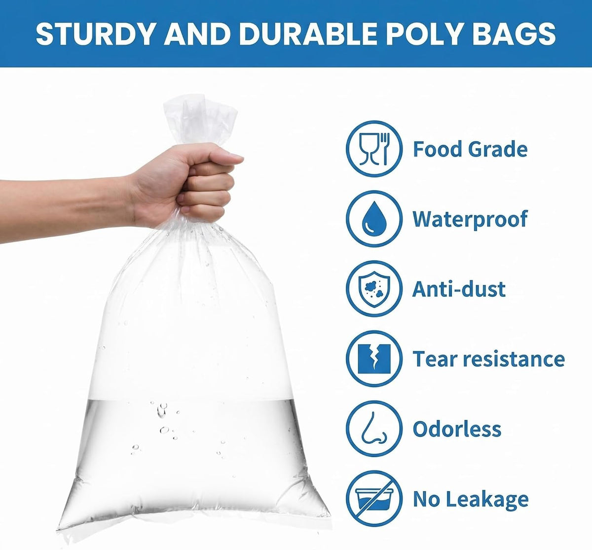 25 Pack Clear Plastic Flat Open Poly Bags 18 x 24 Inch