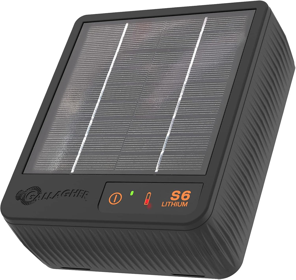 S6 Solar Electric Fence Charger | Solar Fence Energizer for Gardens, Chickens, Goats, and Pets | Solar-Powered Fence