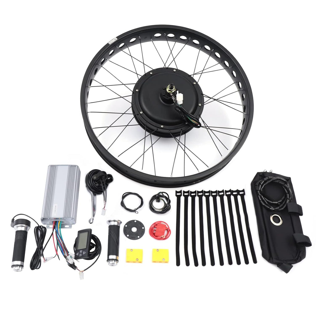 1500W 26" E-Bike Rear Wheel Conversion Kit,Electric Bicycle Fat Snow Tire Motor Kit w/Five-Speed Adjustable & LCD