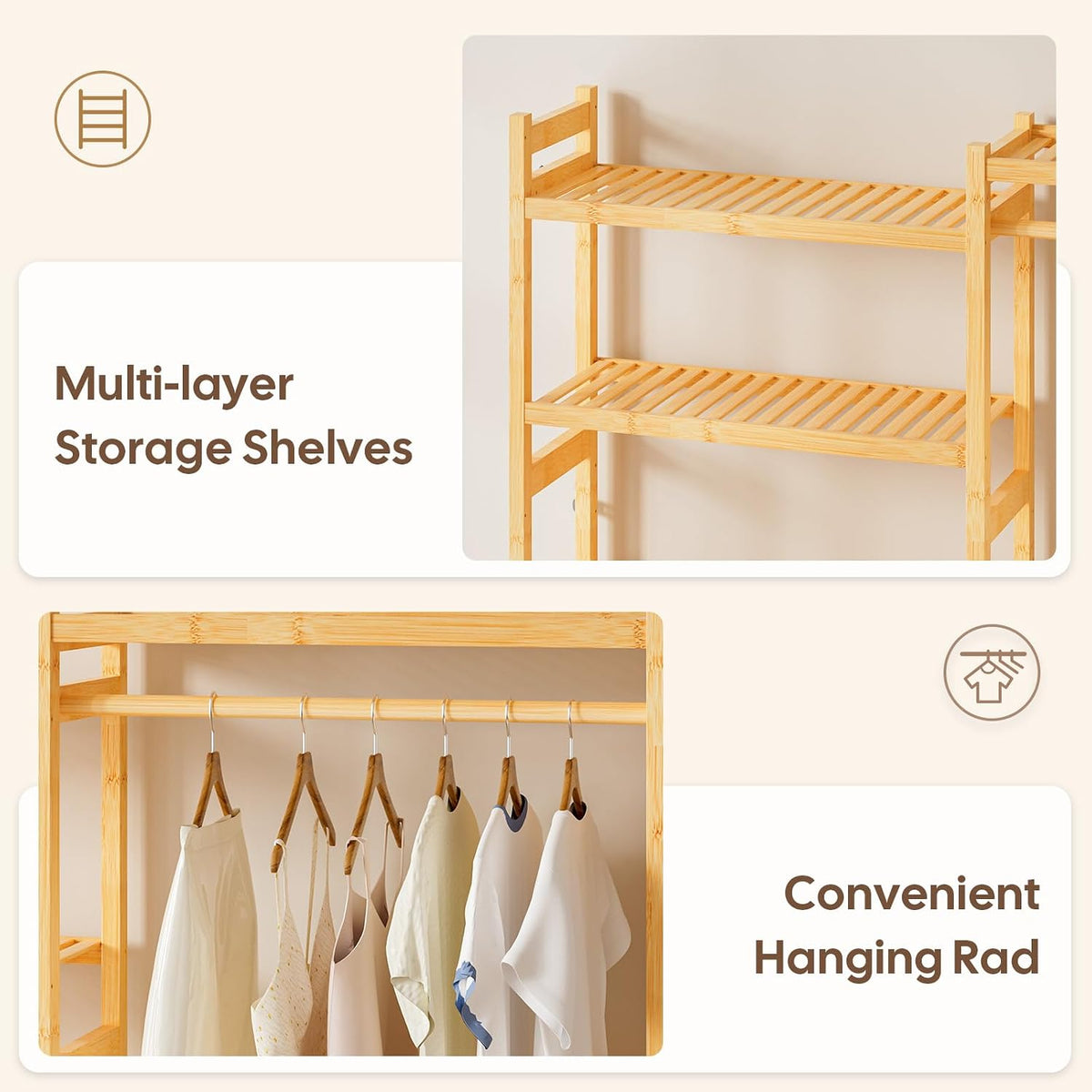 Over The Washer Dryer Storage Shelf: Bamboo 5 Tiers (Natural)