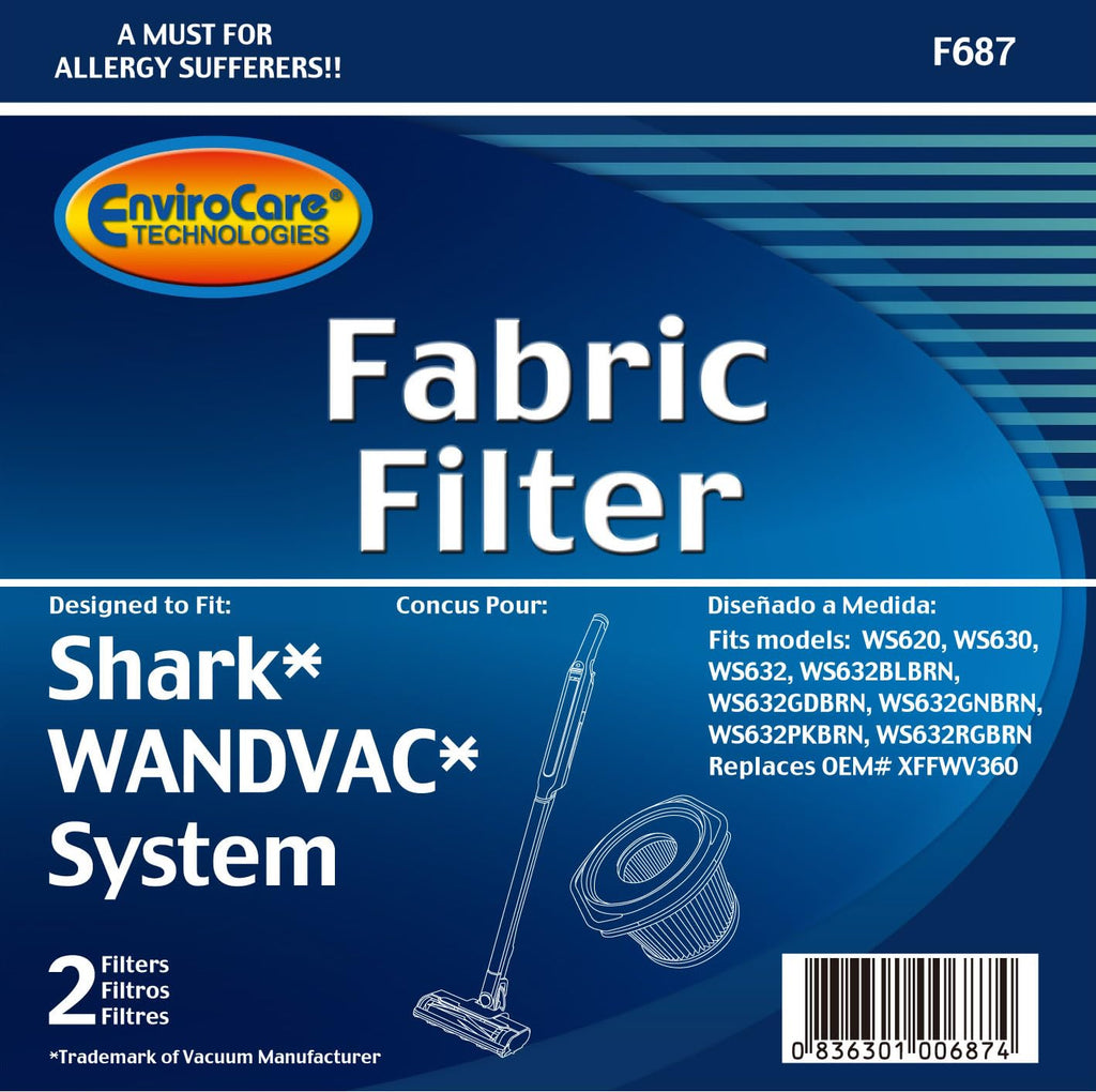 EnviroCare Replacement Vacuum Cleaner Filter Designed to fit Shark Wandvac Systems 2 Pack