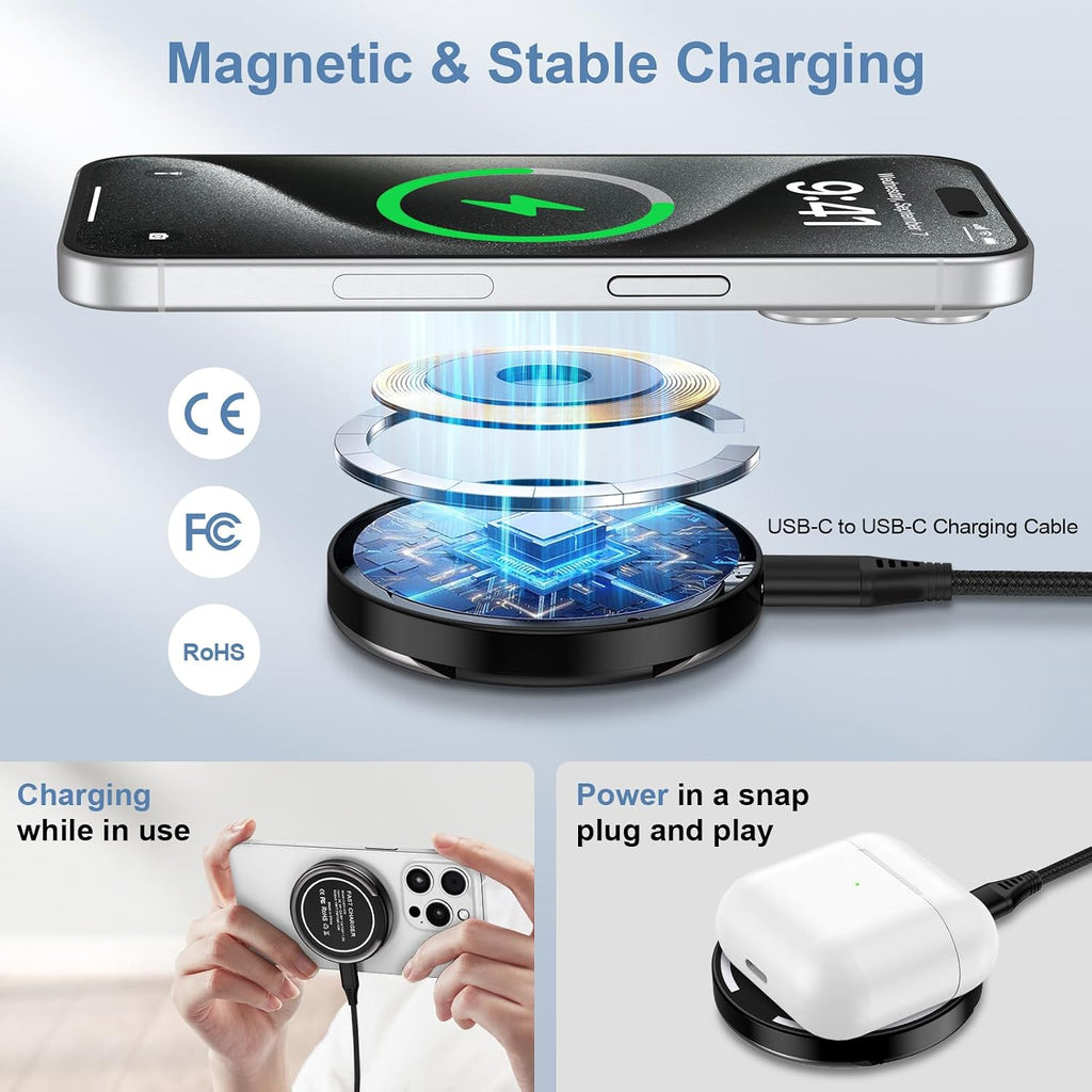 Samsung Magnetic Wireless Charger Fast Charging Pad MagSafe Charger for Samsung Galaxy S25 Plus/S24
