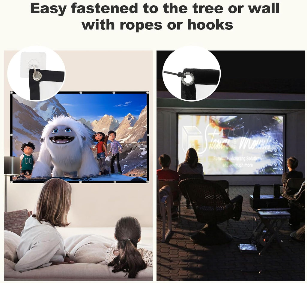 Projector Screen,XINLEMY 150-inch Projection Screen 4K 16:9 HD Foldable Portable Movie Screen Outdoor Indoor