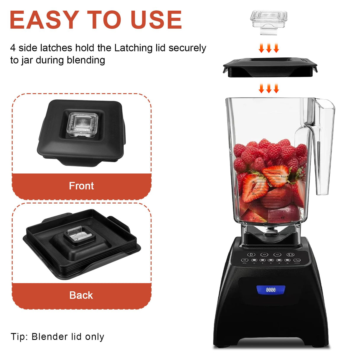 Blender Latching Bottle Lid for WildSide&FourSide Jars Lid for Blendtec Jar