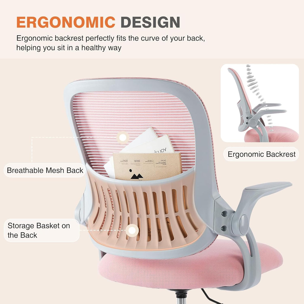 Home Office Computer Desk Chair, Ergonomic Mid-Back Mesh Rolling Work Swivel Task Chairs with Wheels, Comfortable