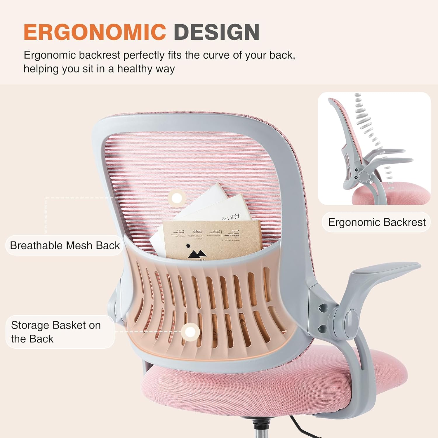 Home Office Computer Desk Chair, Ergonomic Mid-Back Mesh Rolling Work Swivel Task Chairs with Wheels, Comfortable